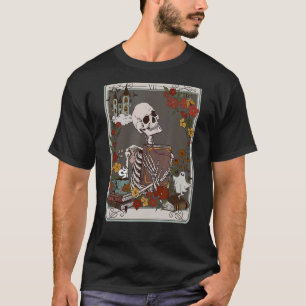 The Reader Tarot Card Skeleton With Book Funny Rea T-Shirt