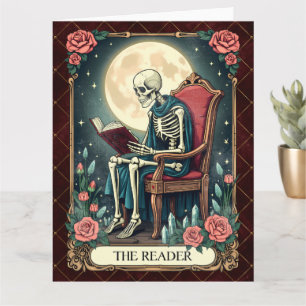 The Reader, Vintage Style Tarot Card Skeleton 