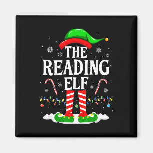 The Reading Elf Xmas Funny Book Lover Christmas Bo Magnet