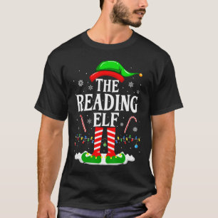 The Reading Elf Xmas Funny Book Lover Christmas Bo T-Shirt