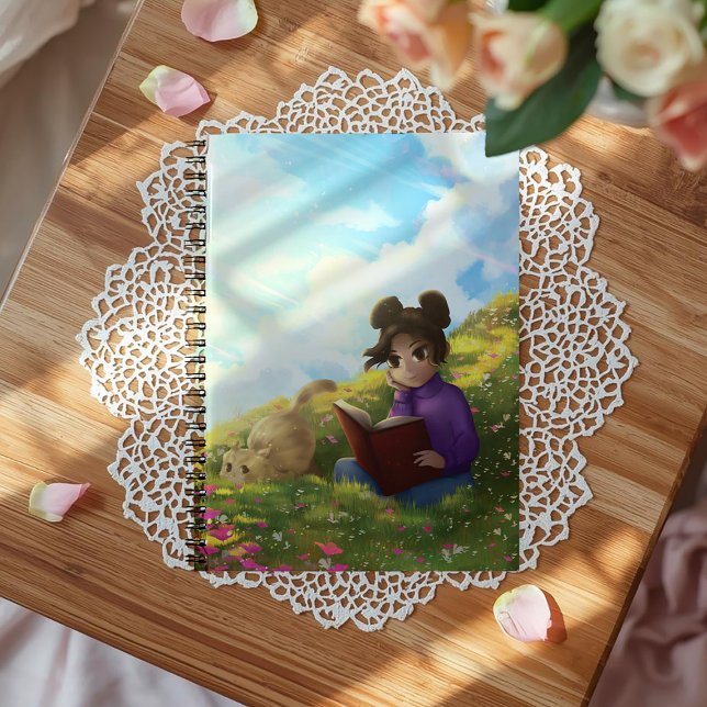 The Reading Girl and The Bored Cat Notebook (Creator Uploaded)