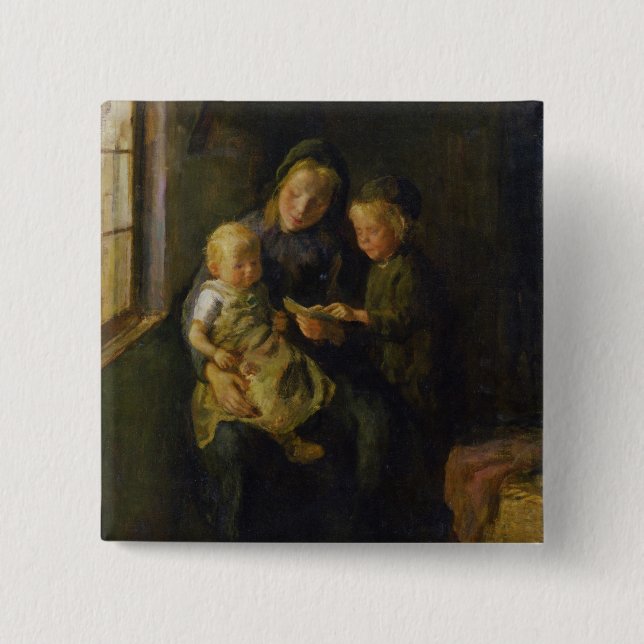 The Reading Lesson 15 Cm Square Badge (Front)