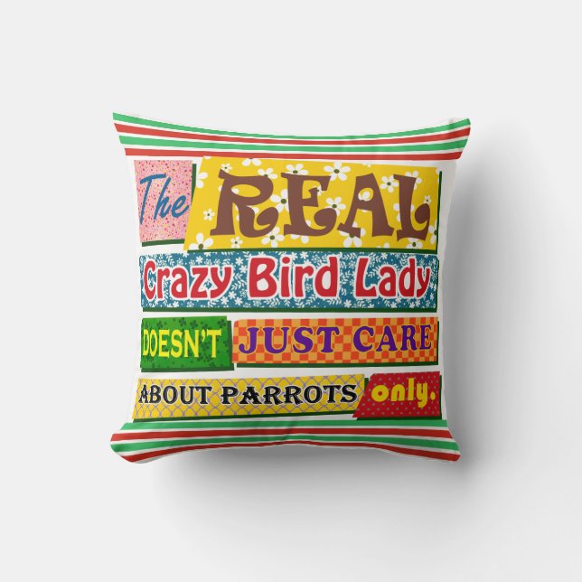 The real crazy bird lady cushion (Front)
