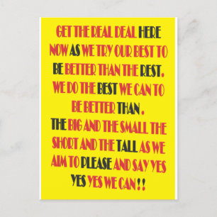 The real deal is here poster print type word art  postcard