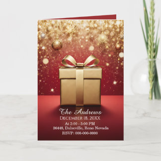 The Real Gift Gold Christmas Present Invitations