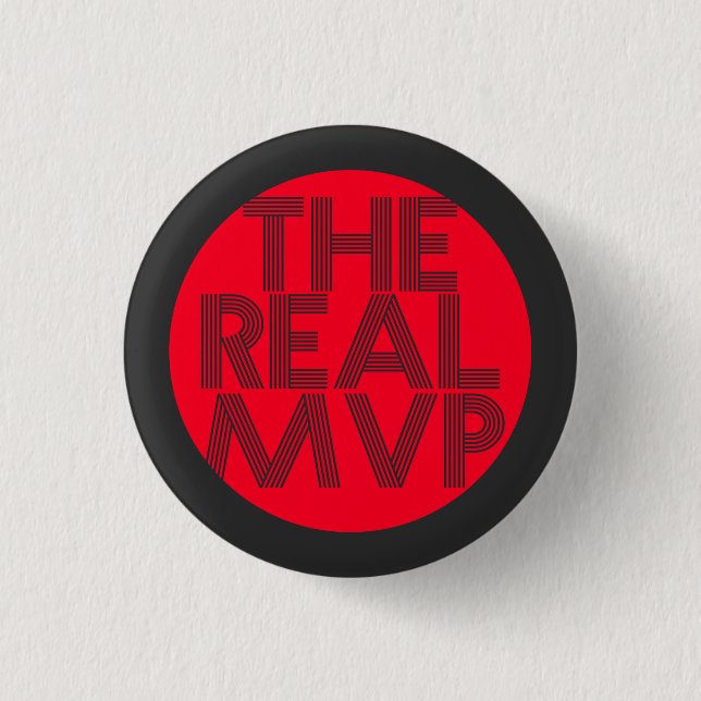 The Real MVP typography mask 3 Cm Round Badge (Front)