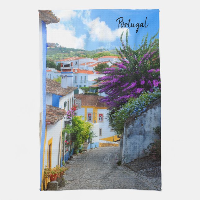 The Real Portugal- Obidos Flowers Tea Towel (Vertical)