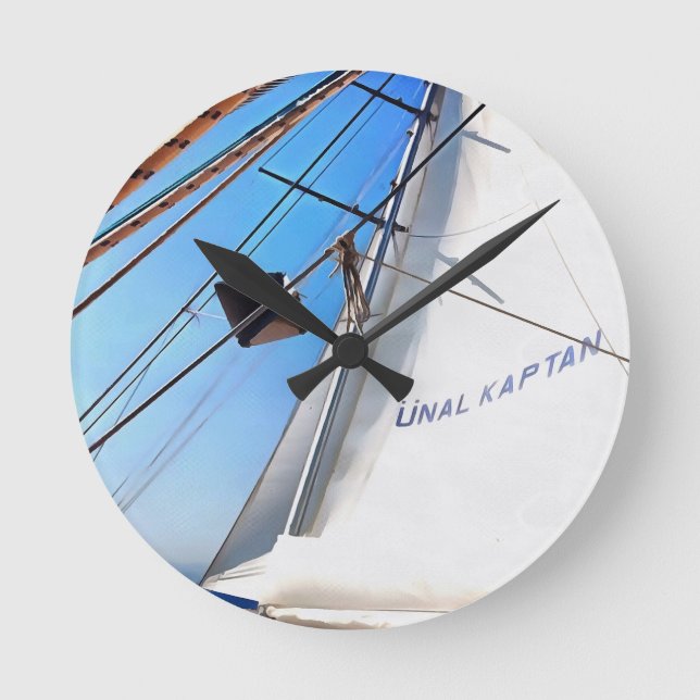 The Realist Adjusts The Sails Nautical Art Round Clock (Front)