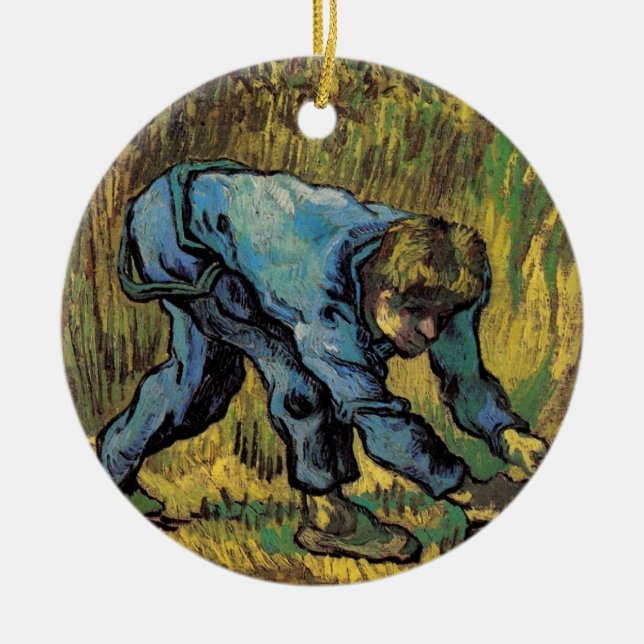 The Reaper with Sickle by Vincent van Gogh Ceramic Ornament (Front)