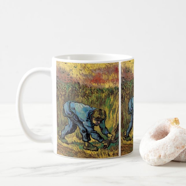 The Reaper with Sickle by Vincent van Gogh Coffee Mug (With Donut)