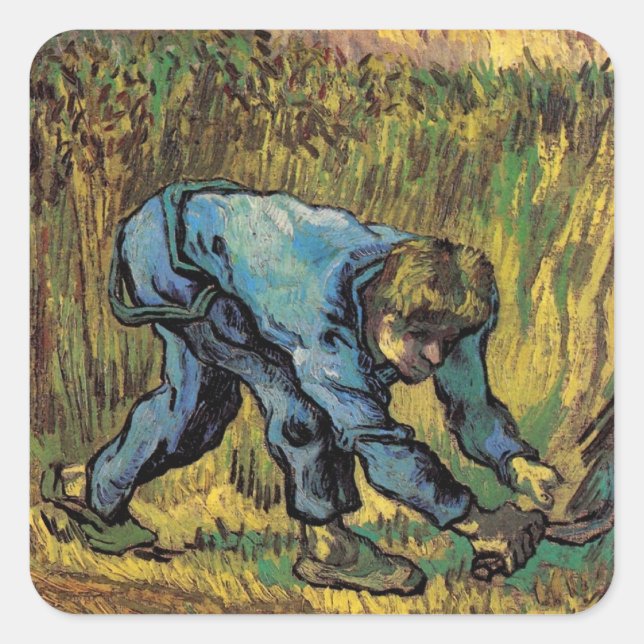 The Reaper with Sickle by Vincent van Gogh Square Sticker (Front)
