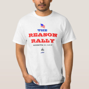 THE REASON RALLY (red and blue letters on T-shirt