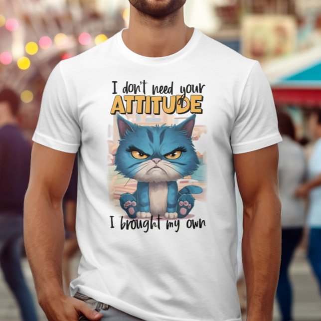 The Rebel Feline: Blue Cat With Yellow Eyes T-Shirt (Creator Uploaded)