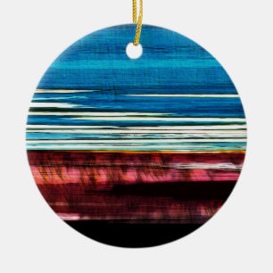 The Red And Blue Glitch 3 - Abstract Art Ceramic Ornament