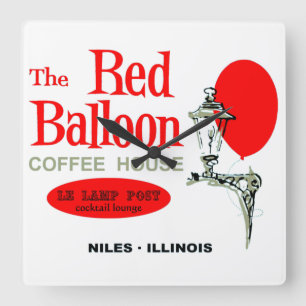 The Red Balloon Coffee House, Niles, Illinois Square Wall Clock