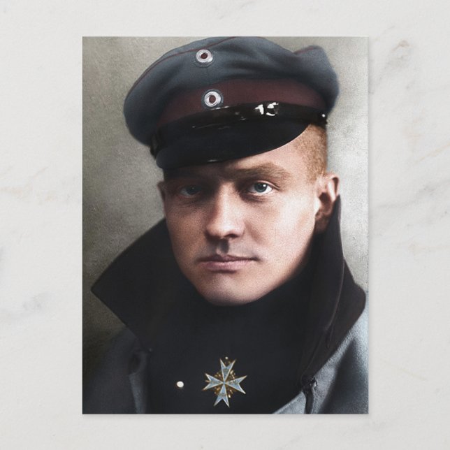 The Red Baron Manfred von Richthofen 1917 Colouriz Postcard (Front)
