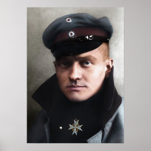 The Red Baron Manfred von Richthofen 1917 Colouriz Poster