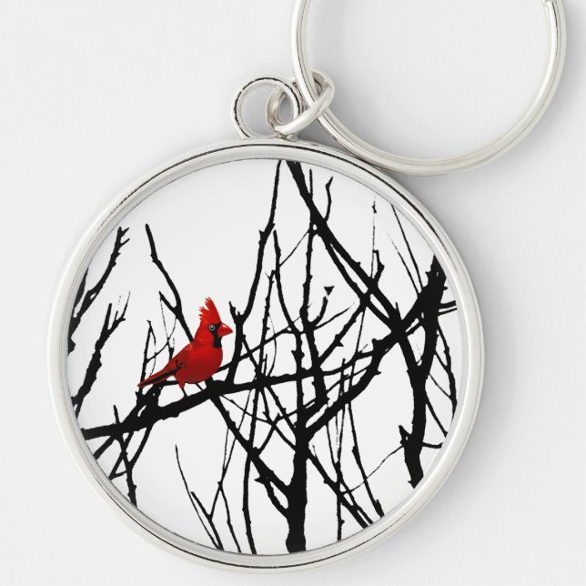 The Red Bird by Leslie Peppers Key Ring (Front)