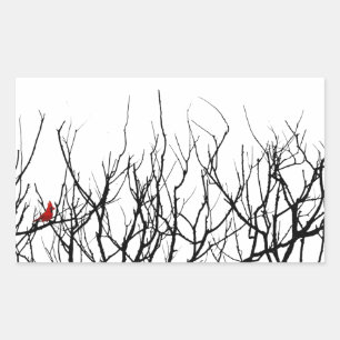 The Red Bird by Leslie Peppers Rectangular Sticker