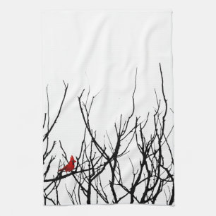 The Red Bird by Leslie Peppers Tea Towel