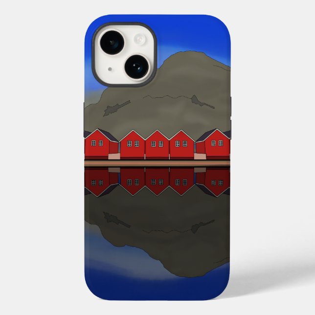 The Red Boat Houses Sunndalsøra Norway Case-Mate iPhone Case (Back)