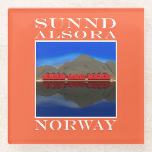 The Red Boat Houses Sunndalsøra Norway Glass Coaster