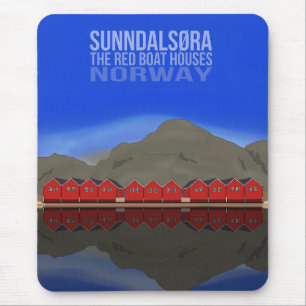 The Red Boat Houses Sunndalsøra Norway Mouse Pad