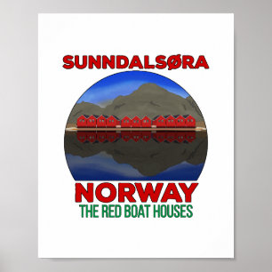 The Red Boat Houses Sunndalsøra Norway Poster