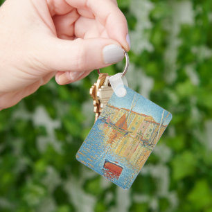 The Red Buoy by Paul Signac, Vintage Pointillism Key Ring