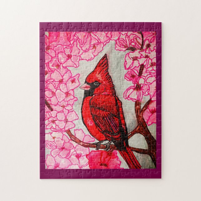 THE RED CARDINAL  JIGSAW PUZZLE (Vertical)