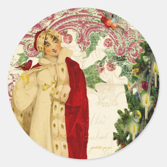 The Red Christmas Coat Envelope or Gift Stickers (Front)