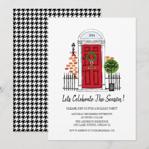 The Red Christmas Door Holiday Party  Card