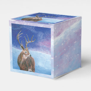 The red Deer Cervus elaphus and Winter Landscape Favour Box