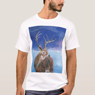 The red Deer Cervus elaphus and Winter Landscape T-Shirt