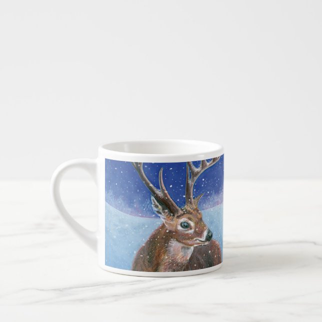 The red deer (Cervus elaphus) in Winter  Espresso Cup (Left)