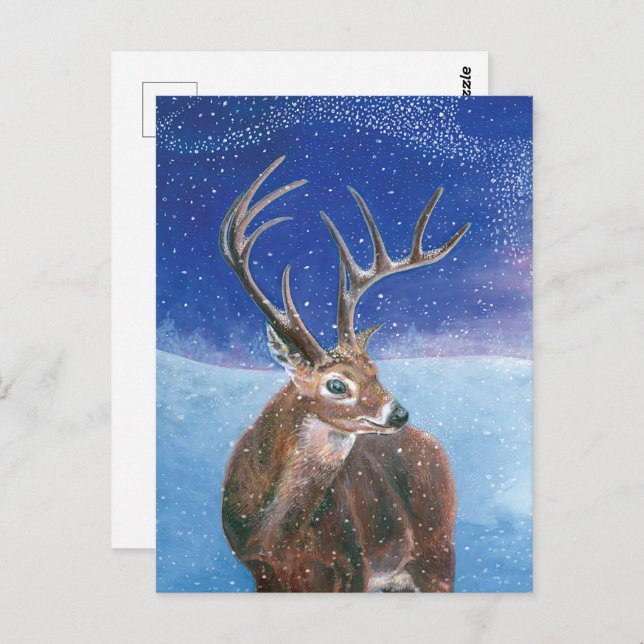 The red deer (Cervus elaphus) in Winter Postcard (Front/Back)