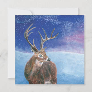 The Red Deer (Cervus elaphus) Snowy Winter Card