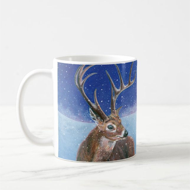 The red deer during Winter Coffee Mug (Left)