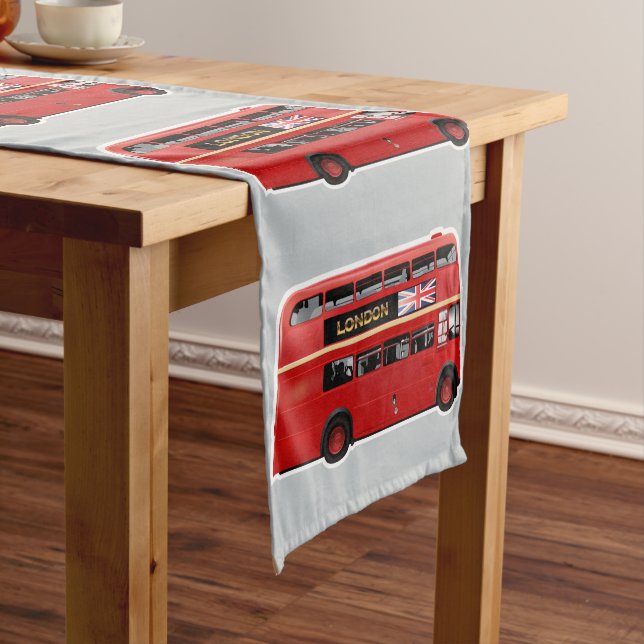 The Red Double-Decker London Bus Short Table Runner (In Situ)