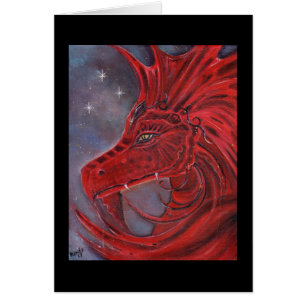 The Red dragon fantasy art card by Renee Lavoie