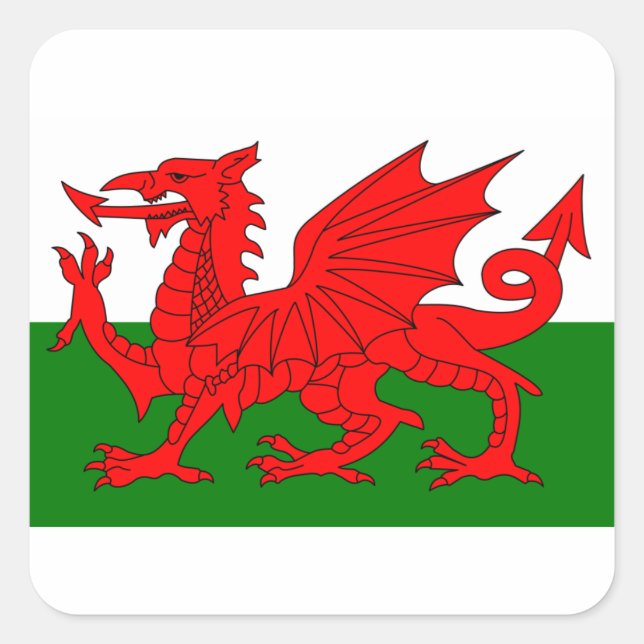 The Red Dragon [Flag of Wales] Square Sticker (Front)