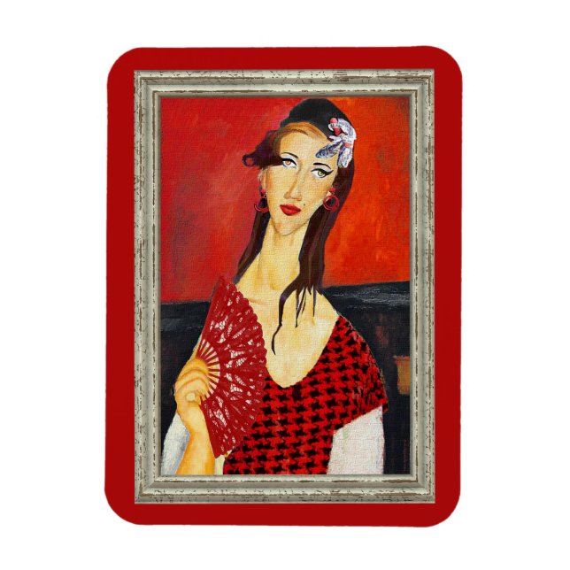 The Red Fan (based on Modigliani's painting) Magnet (Vertical)