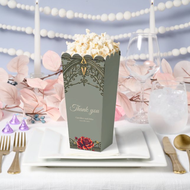 The red flower, the blossom of affection.  favour box (Wedding)