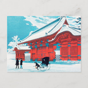 The Red Gate of Hongo in Snow (1926) - Shotei Holiday Postcard