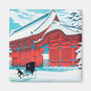 The Red Gate of Hongo in Snow by Hiroaki Takahashi Magnet
