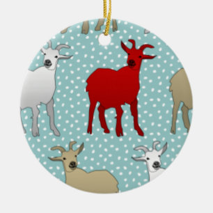 The Red Goat Ceramic Tree Decoration