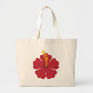 The Red Hibiscus Flower Large Tote Bag