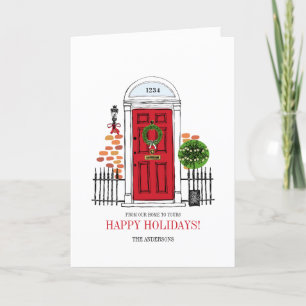 The Red Holiday Christmas Door Holiday Card