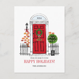 The Red Holiday Christmas Door Postcard