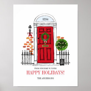 The Red Holiday Christmas Door Poster Sign
